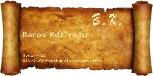 Baros Károly névjegykártya