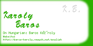 karoly baros business card